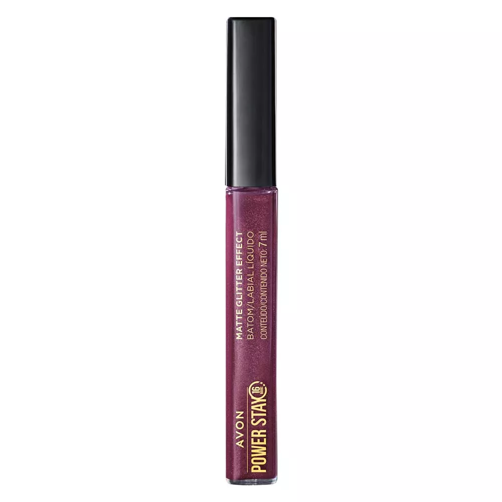 Batom Líquido Matte Glitter Effect Avon Power Stay - Marsala Radiante