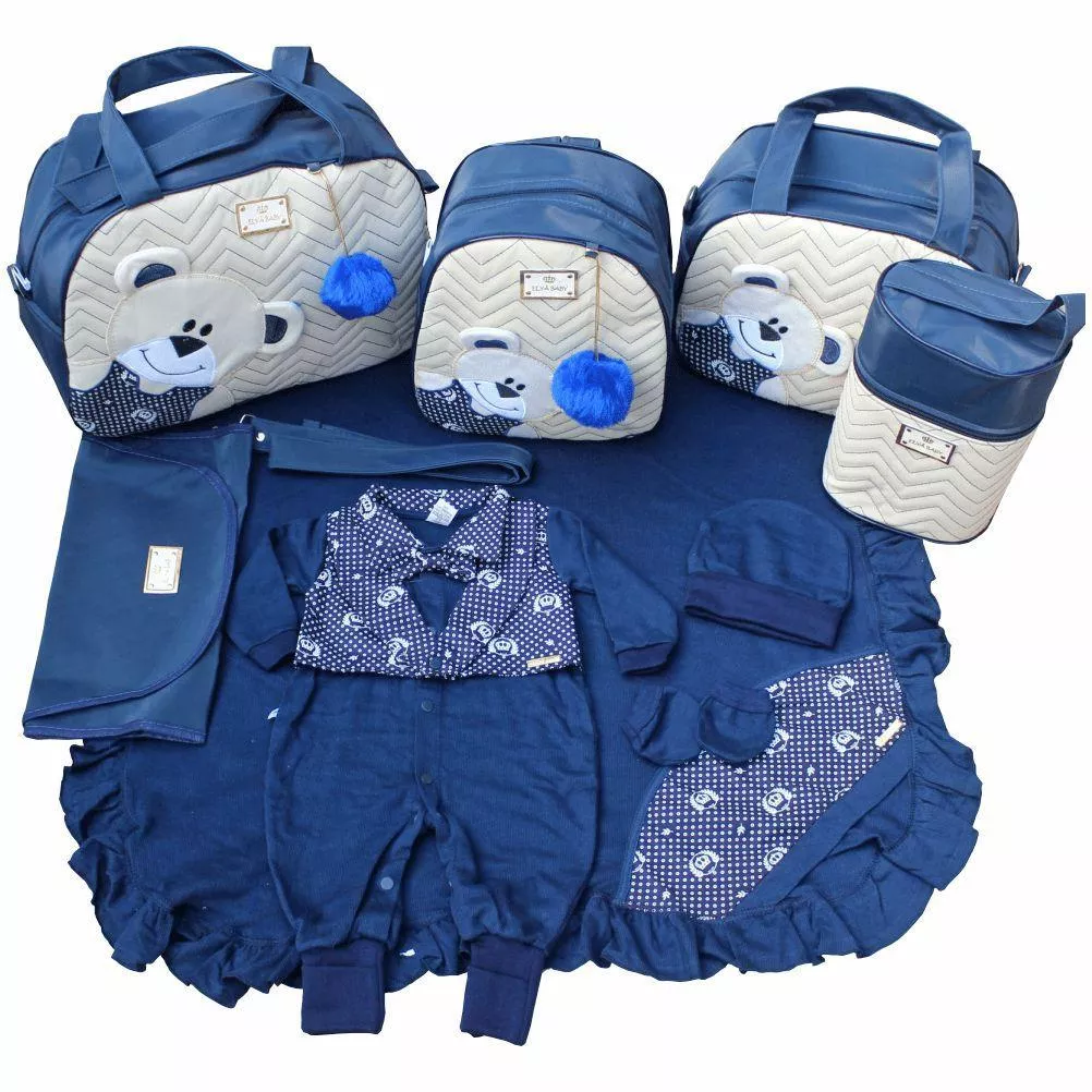 Kit Bolsas de Maternidade 5 Peças Saída Azul Marinho - Império Dos Bebès