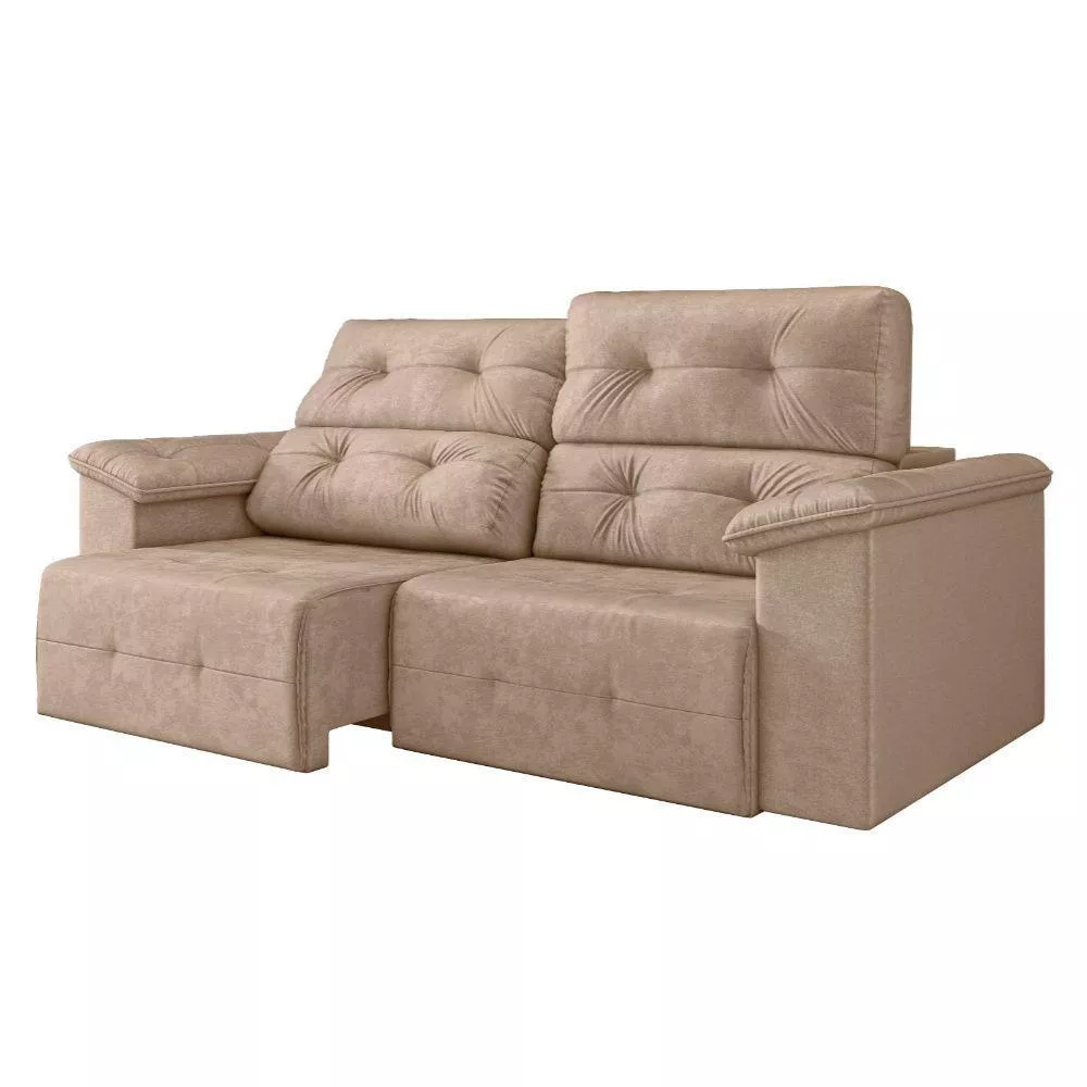 Sofá Retrátil Reclinável 1,95m Cama 3 Lugares Marrocos Machiatto Suede - Estofados