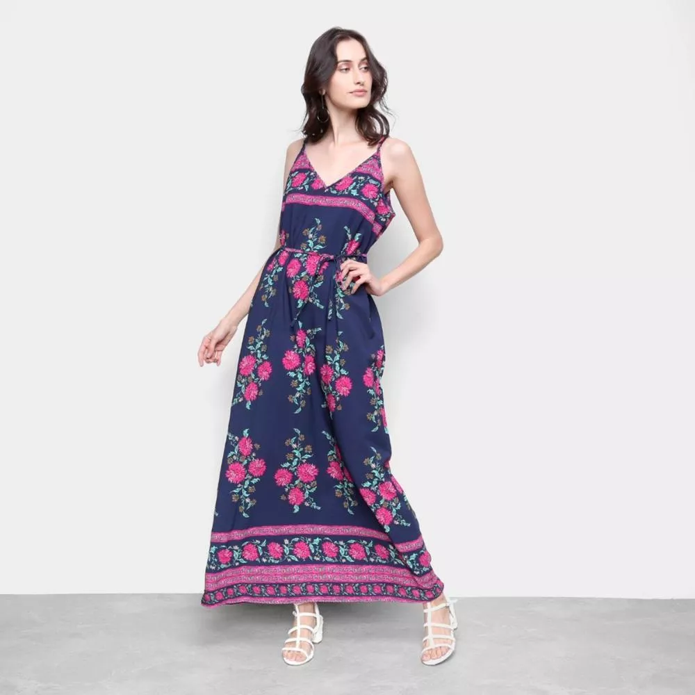 Vestido Longo Ms Fashion Estampado