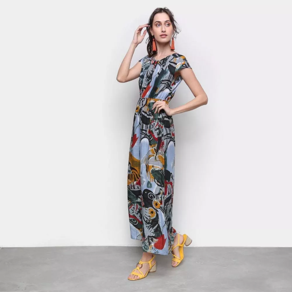 Vestido MS Fashion Longo Estampado