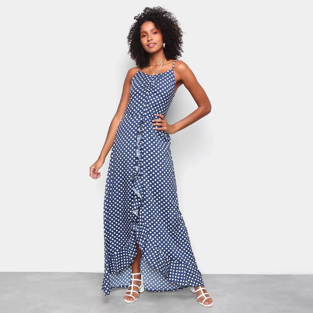 Vestido MS Fashion Longo Poá
