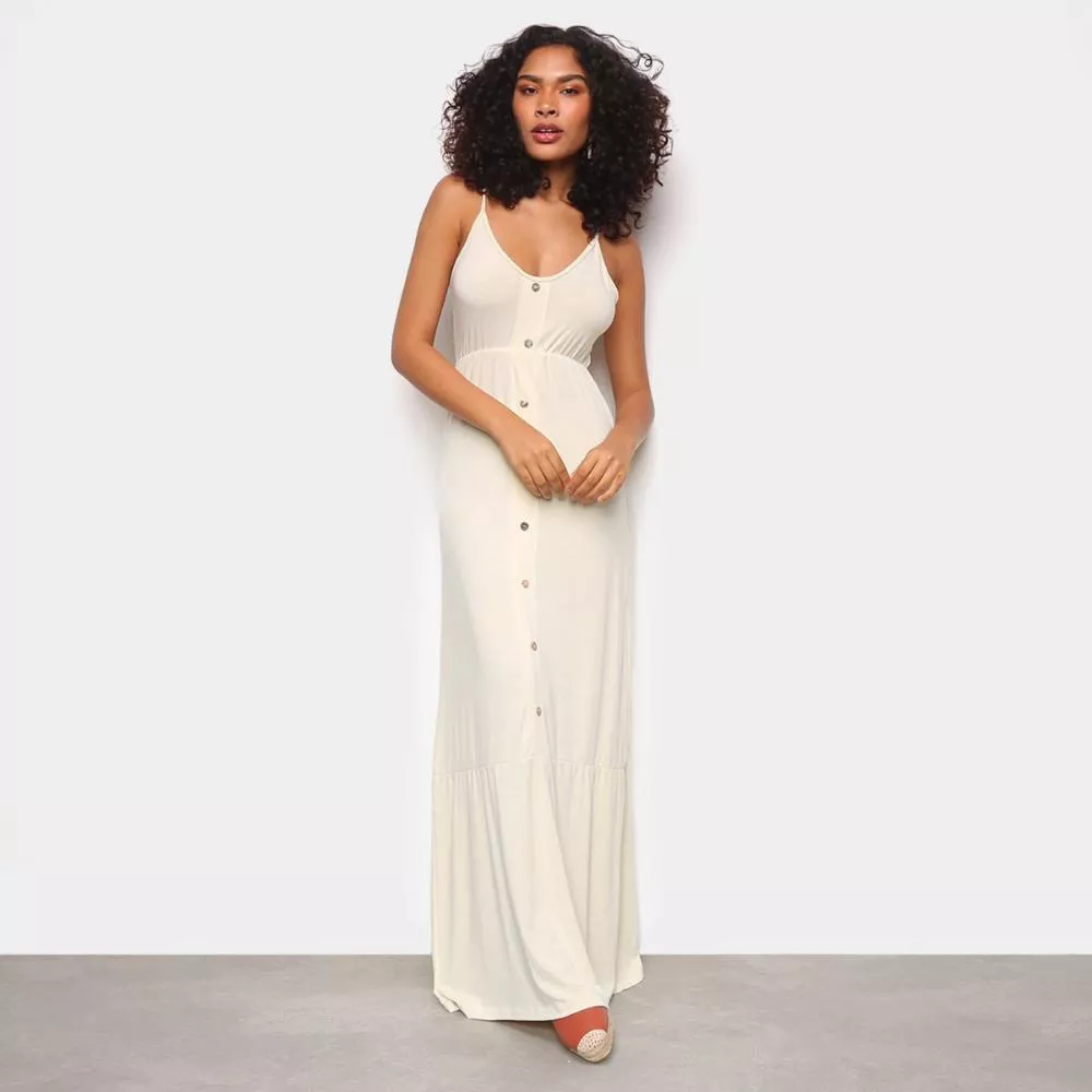 Vestido Volare Longo Botões Na Frente