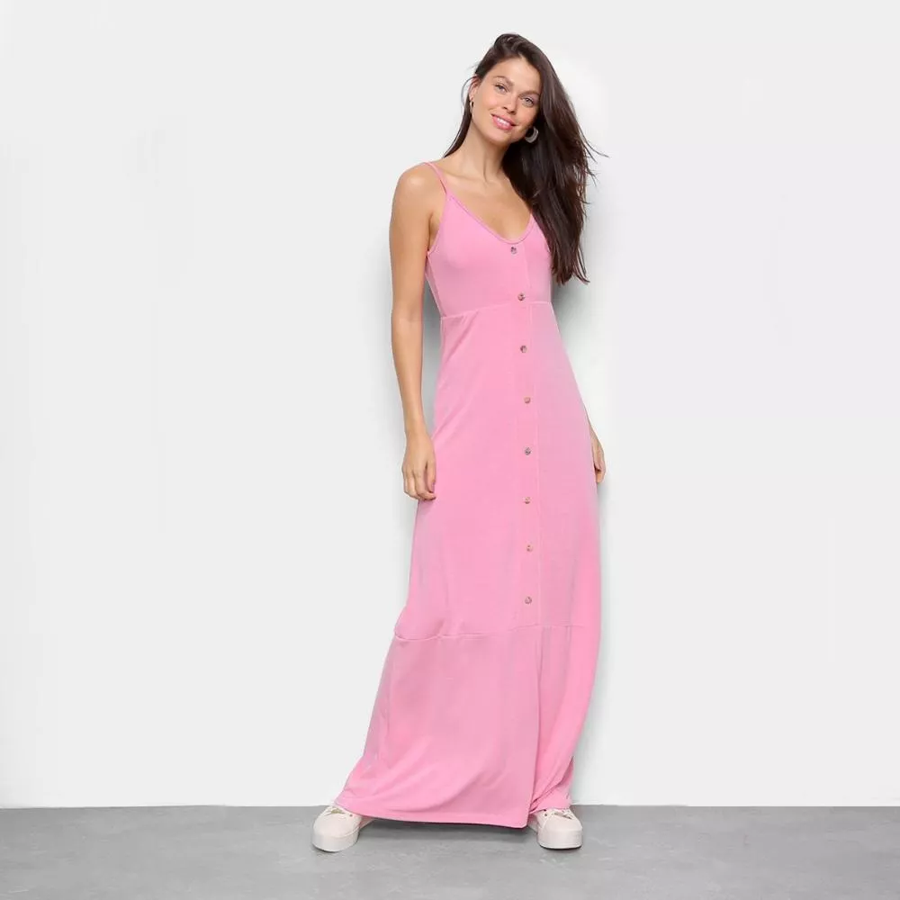 Vestido Volare Longo Botões Na Frente
