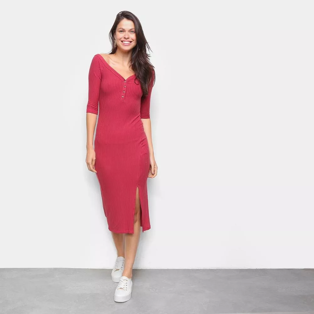 Vestido Tubinho Hering Manga 3/4 Feminino