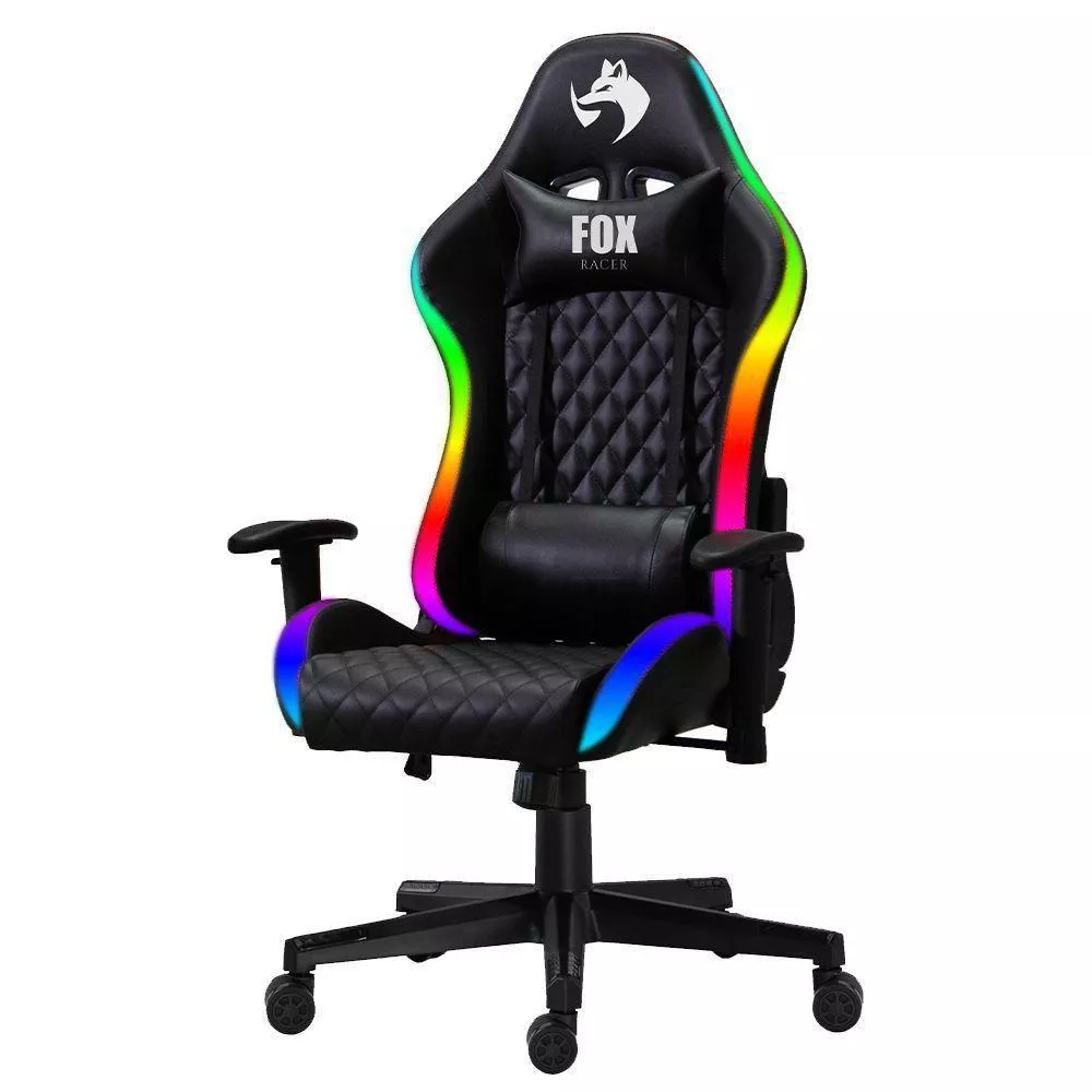 Cadeira Gamer FOX Racer RGB Preta com Iluminação (Led)