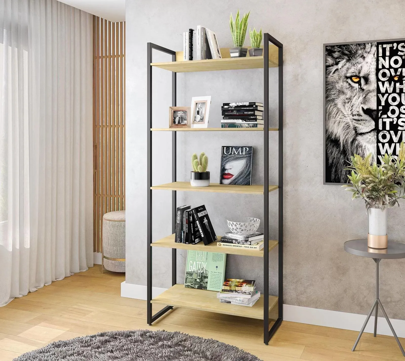 Estante para Livros Industrial 5 Prateleiras 187cmx80cm Porto