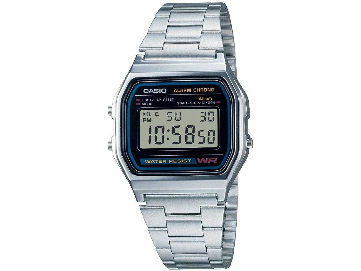 Relógio Unissex Casio Digital Resistente à Água A158WA-1 Prata