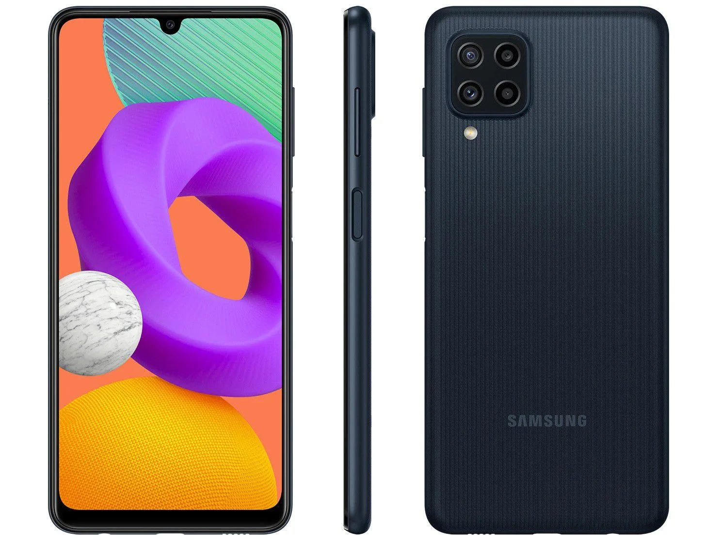Smartphone Samsung Galaxy M22 128GB Preto 4G 4GB RAM Tela 6,4” Câm. Quádrupla + Selfie 13MP