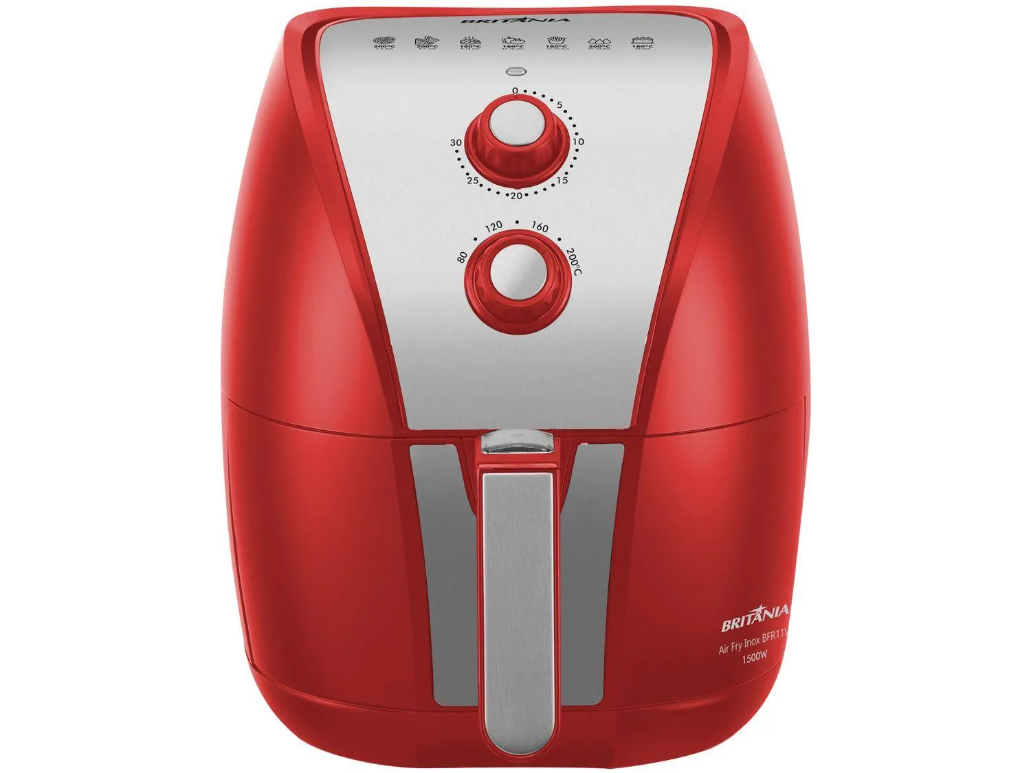 Fritadeira Elétrica sem Óleo/Air Fryer Britânia BFR11VI Vermelha 4,4L com Timer