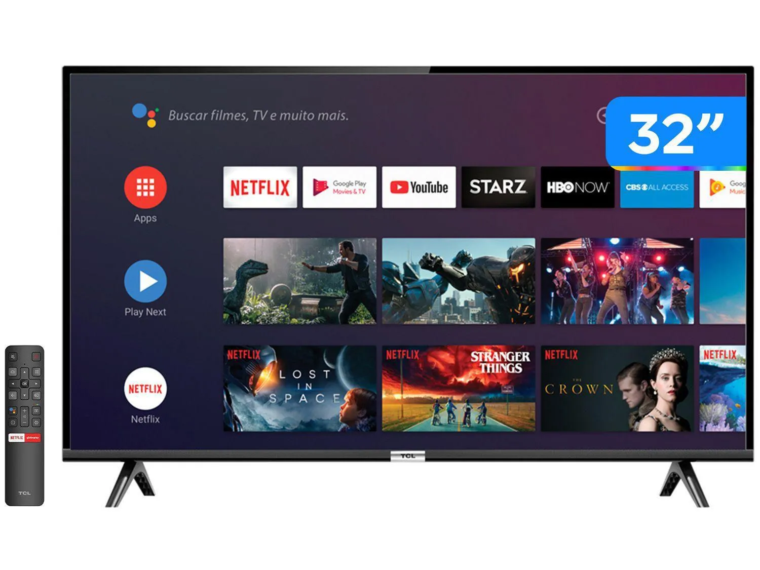 Smart TV LED 32” TCL 32S6500S Android Wi-Fi - HDR Inteligência Artificial 2 HDMI USB