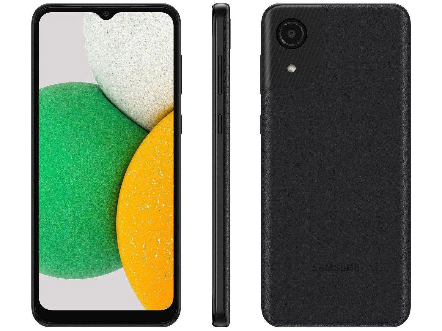 Smartphone Samsung Galaxy A03 Core 32GB Preto 4G Octa-Core 2GB Ram 6,5” Câm 8MP + Selfie 5MP