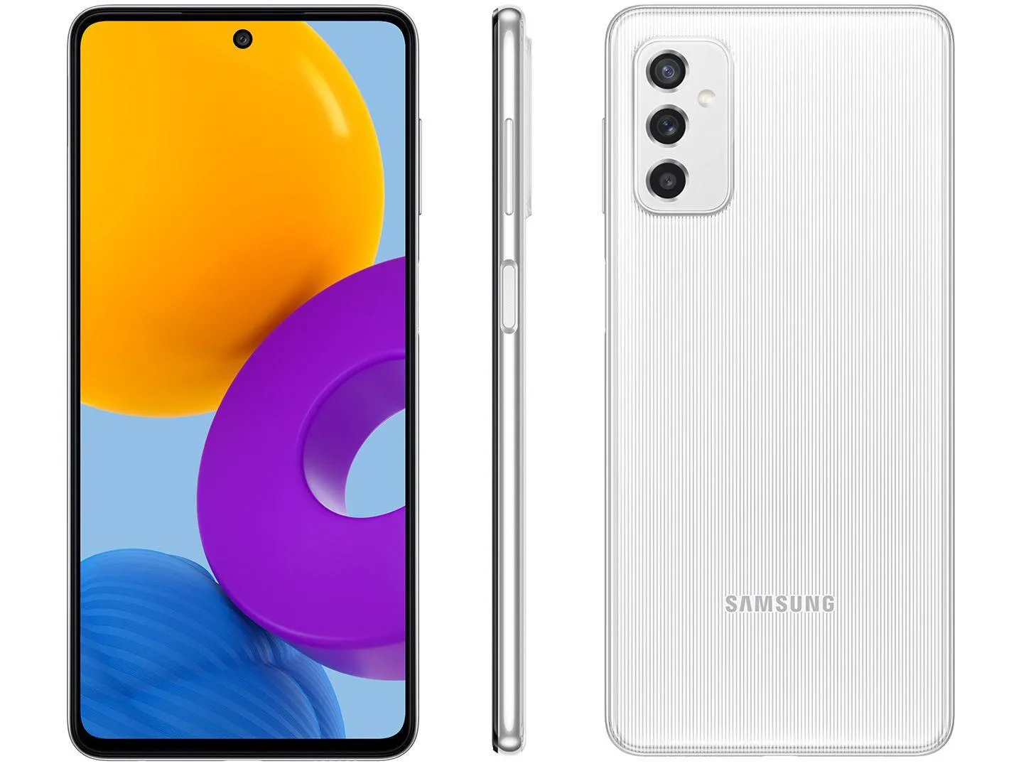 Smartphone Samsung Galaxy M52 128GB Branco 5G 6GB RAM Tela 6,7” Câm. Tripla + Selfie 32MP