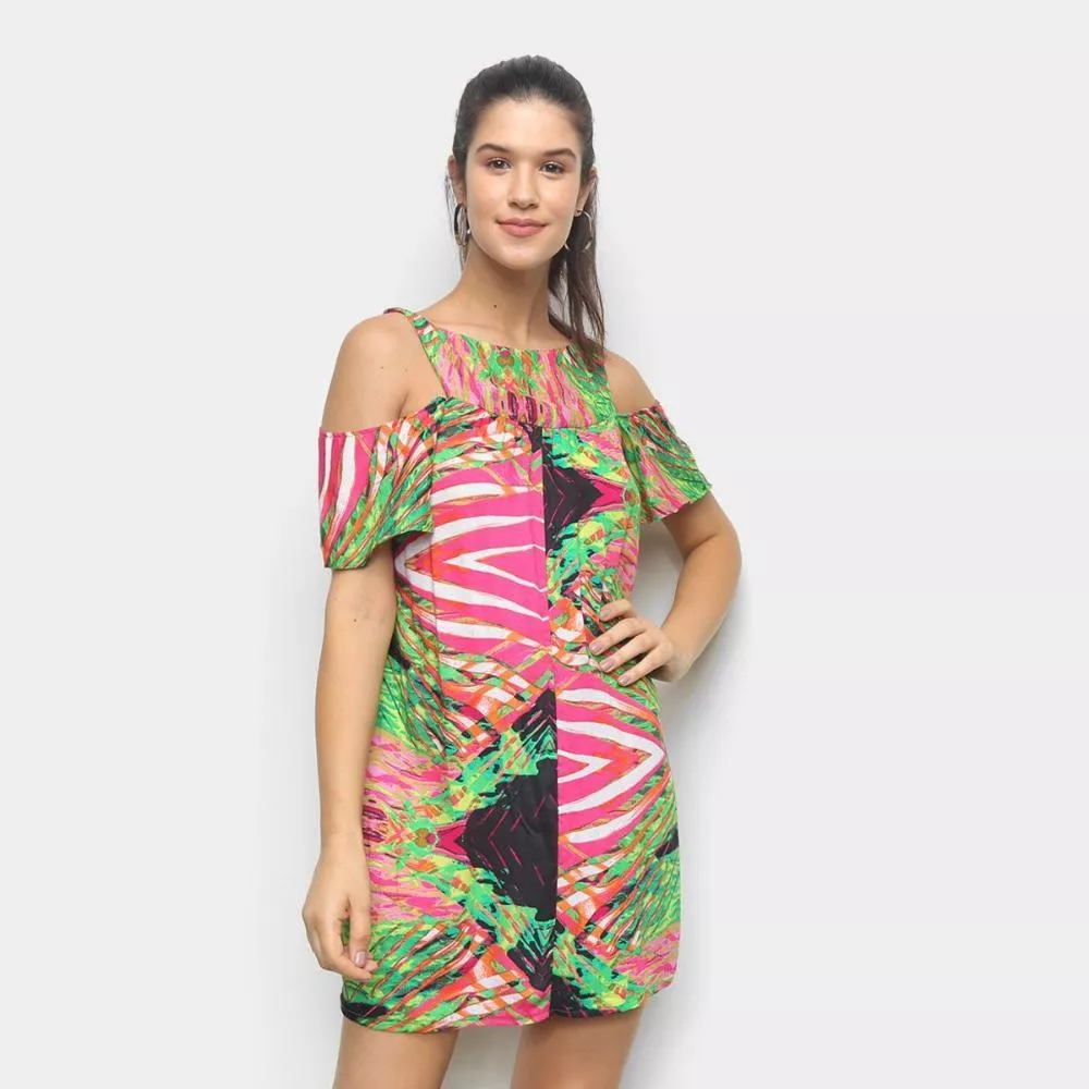 Vestido Curto Água Viva Estampado Feminino