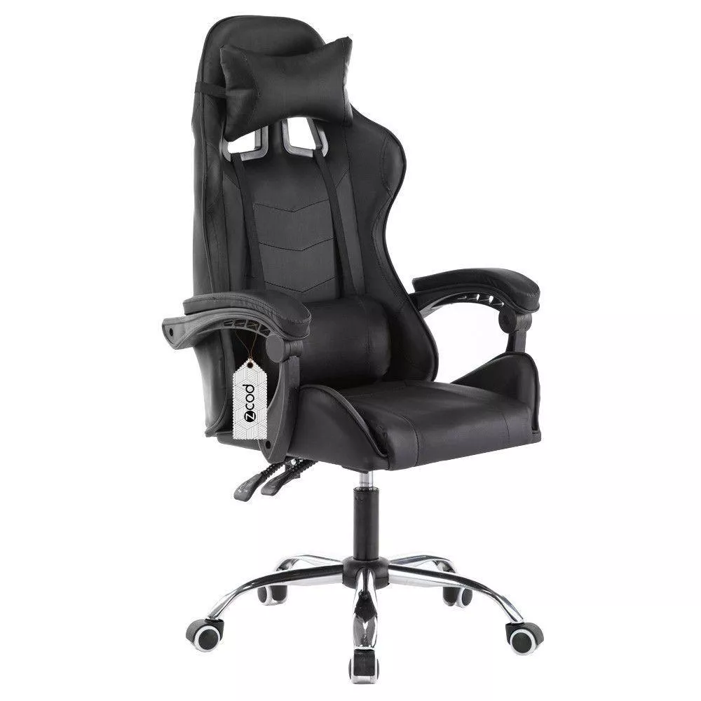 Cadeira gamer reclinável em 70 com ajuste lombar preto V701 - Zcod