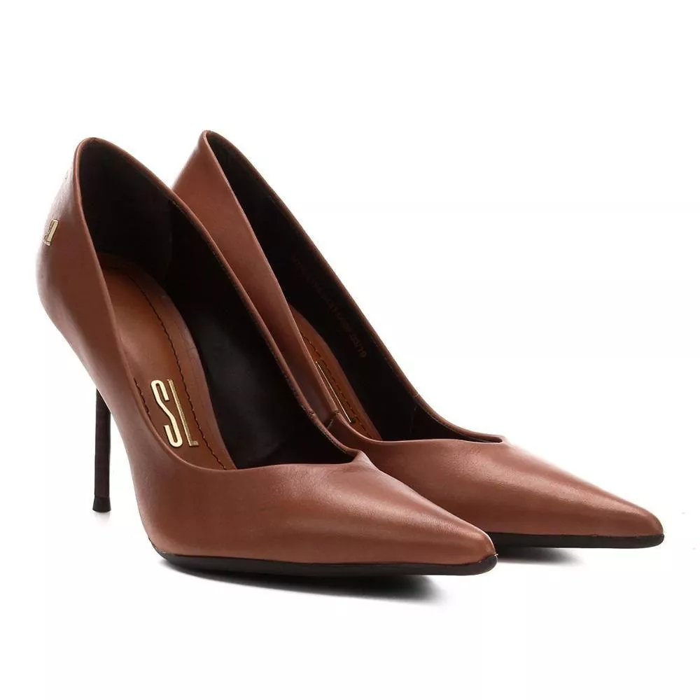Scarpin Couro Santa Lolla Salto Alto Bico Fino