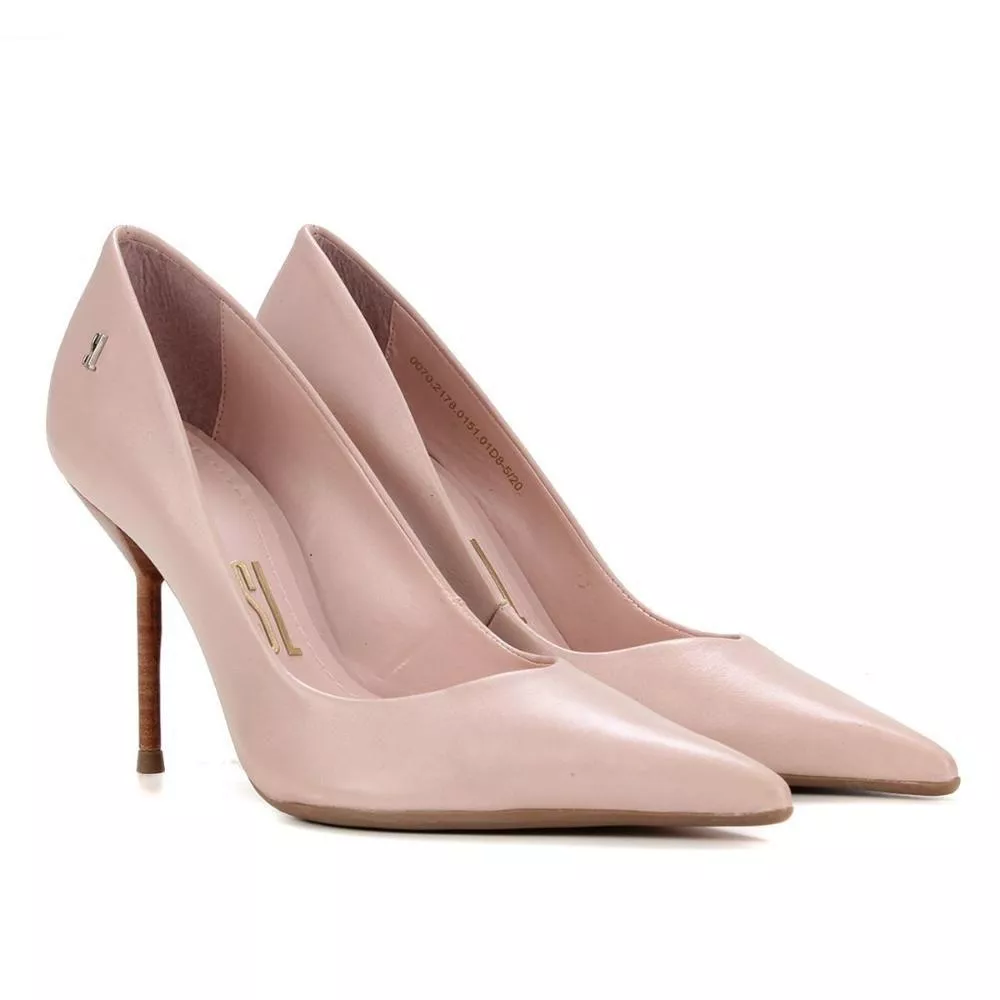 Scarpin Couro Santa Lolla Salto Alto Bico Fino